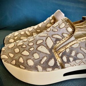Elegant Gold and Cream Women's Wedge Shoes
